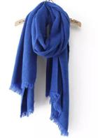 Romwe Solid-colored Fringe Scarf-royal Blue