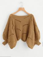 Romwe Asymmetrical Hem Hollow Out Sweater