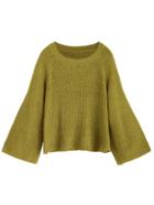 Romwe Mustard Wide Sleeve Casual Sweater