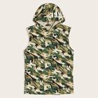 Romwe Guys Camo & Letter Print Hooded Tank Top