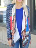 Romwe Waterfall Collar Tribal Print Coat