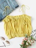 Romwe Strapless Frill Trim Crop Top