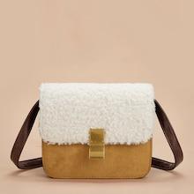 Romwe Color-block Faux Fur Detail Crossbody Bag