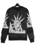 Romwe Statue Of Liberty Print Tassel Sweatshirt