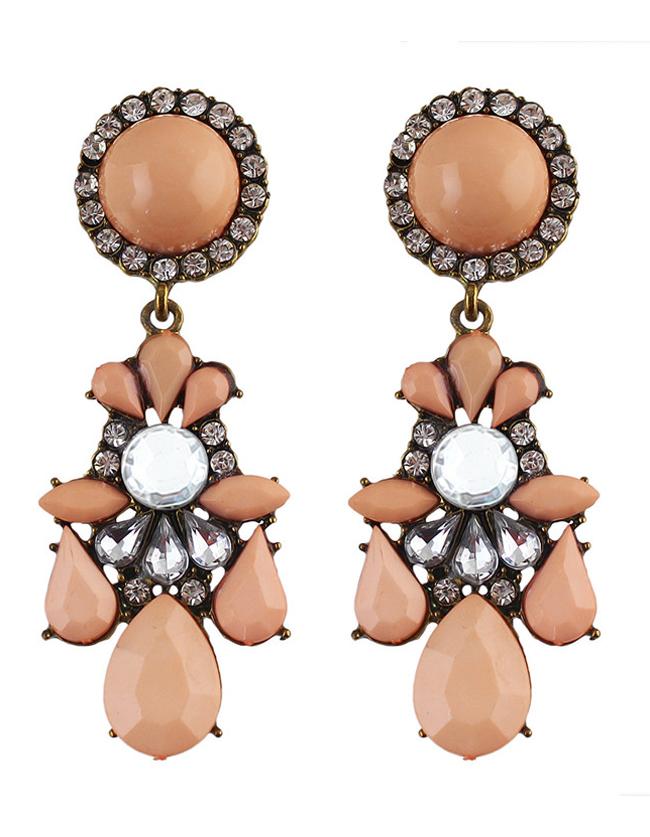 Romwe Pink Gemstone Daily Wear Earrings