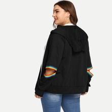 Romwe Plus Cut Out Sleeve Hooded Coat