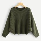 Romwe Cut And Sew Solid Cocoon Jumper