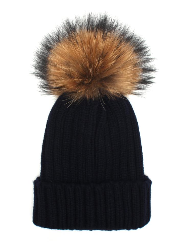 Romwe Knit Faux Fur Pom Beanie