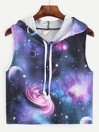 Romwe Galaxy Print Hoodie Tank Top