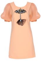 Romwe Romwe Diamante Umbrella Embellished Orange Short-sleeved Dress
