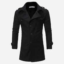 Romwe Men Single Breasted Slit Hem Coat