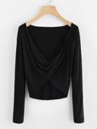 Romwe Cowl Neck Cross Front Tee