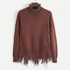 Romwe Frayed Solid Jumper
