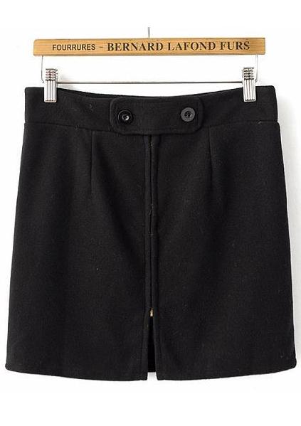 Romwe Black Breasted Split Bodycon Skirt