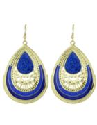 Romwe Blue Enamel Big Drop Earrings