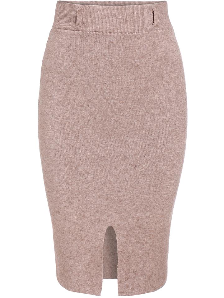 Romwe Slit Bodycon Khaki Skirt
