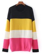 Romwe Color Block Longline Knit Jumper