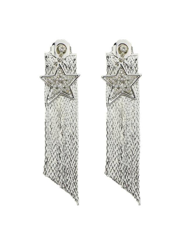 Romwe Silver Color Star Shape Long Chain Earrings