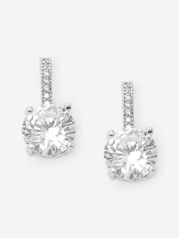 Romwe Faux Diamond Hoop Earrings