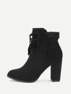 Romwe Bow Tie Front Suede Ankle Boots