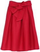 Romwe Vertical Stripe Bow Red Skirt