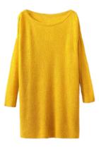 Romwe Split Sheer Yellow Jumper