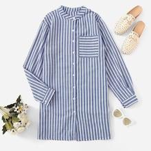 Romwe Striped Single Breasted Dress