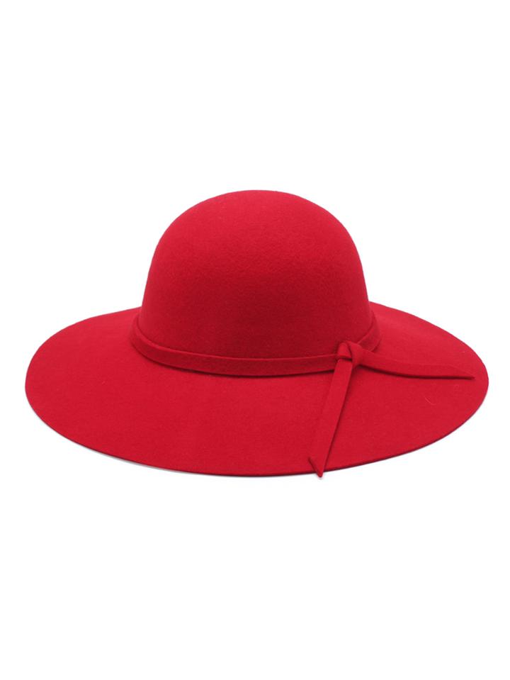 Romwe Tie Detail Wide Brim Fedora
