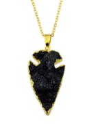 Romwe Natural Stone Sautoir Necklace Natural Black Stone Necklace For Women