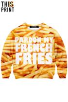 Romwe This Is Print French Fries Print Long-sleeved Sweatshirt