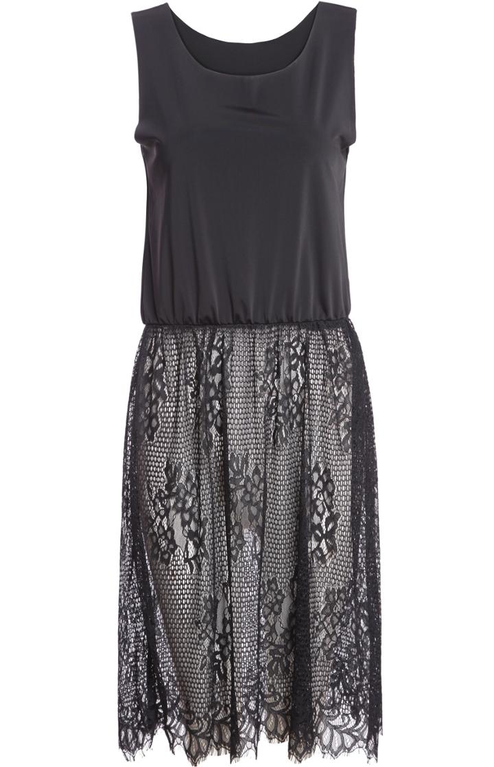 Romwe Sleeveless Sheer Lace Black Dress