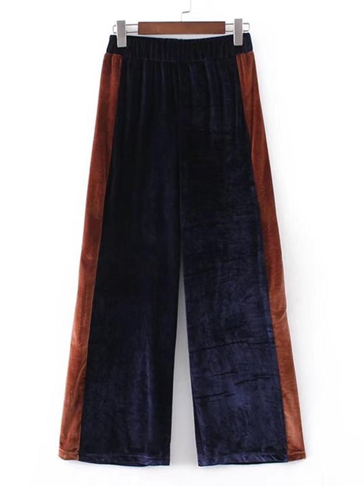 Romwe Contrast Tape Velvet Pants
