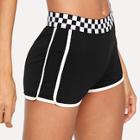 Romwe Waist Plaid Striped Shorts