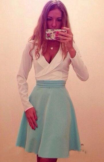 Romwe Colour-block V Neck Dress