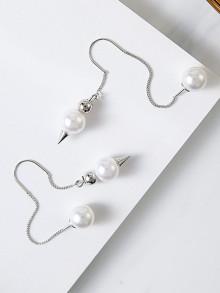 Romwe Faux Pearl Threader Earrings