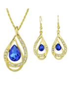 Romwe Gold Plated Colored Rhinestone Necklace Earrings Set