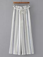 Romwe Tie Waist Wide Leg Pants