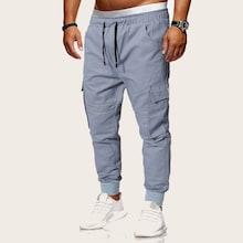 Romwe Guys Side Pocket Drawstring Waist Cargo Pants