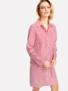 Romwe Frilled Detail Pinstripe Shirt Dress