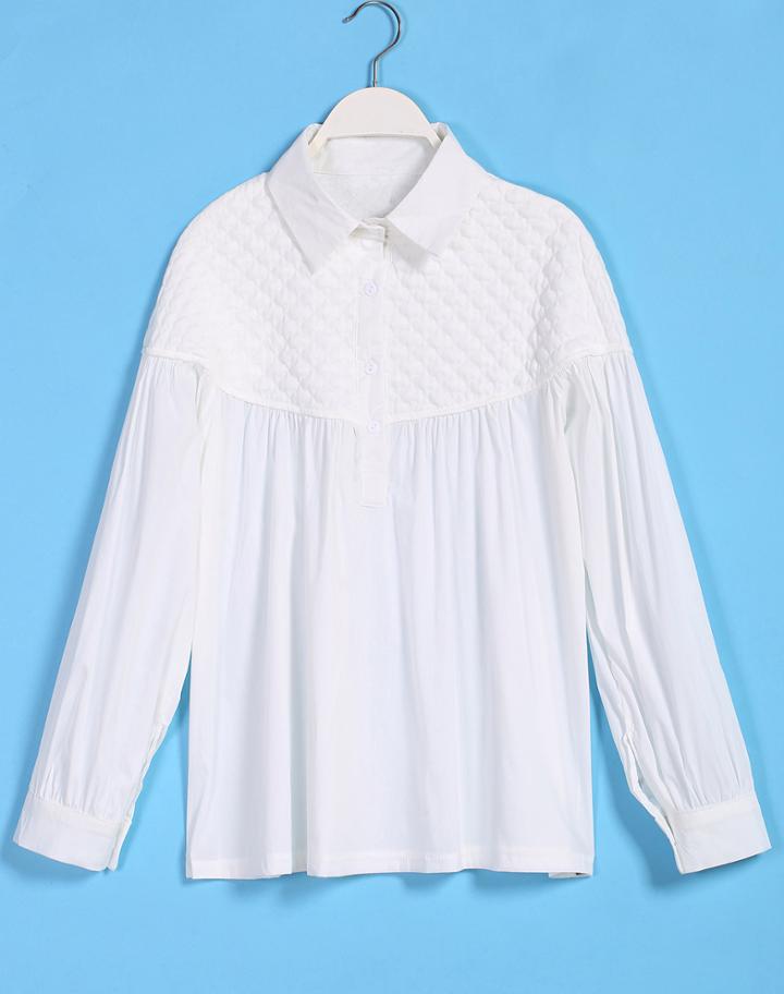 Romwe Lapel Diamond Patterned Blouse