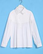 Romwe Lapel Diamond Patterned Blouse