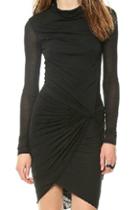 Romwe Pleated Asymmetric Slim Black Dress