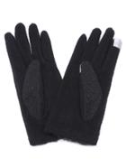 Romwe Black Floral Lace Pom Pom Warm Gloves