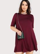 Romwe Short Sleeve Solid Flowy Dress