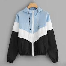 Romwe Color-block Hooded Jacket