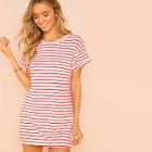 Romwe Striped Print T-shirt Dress