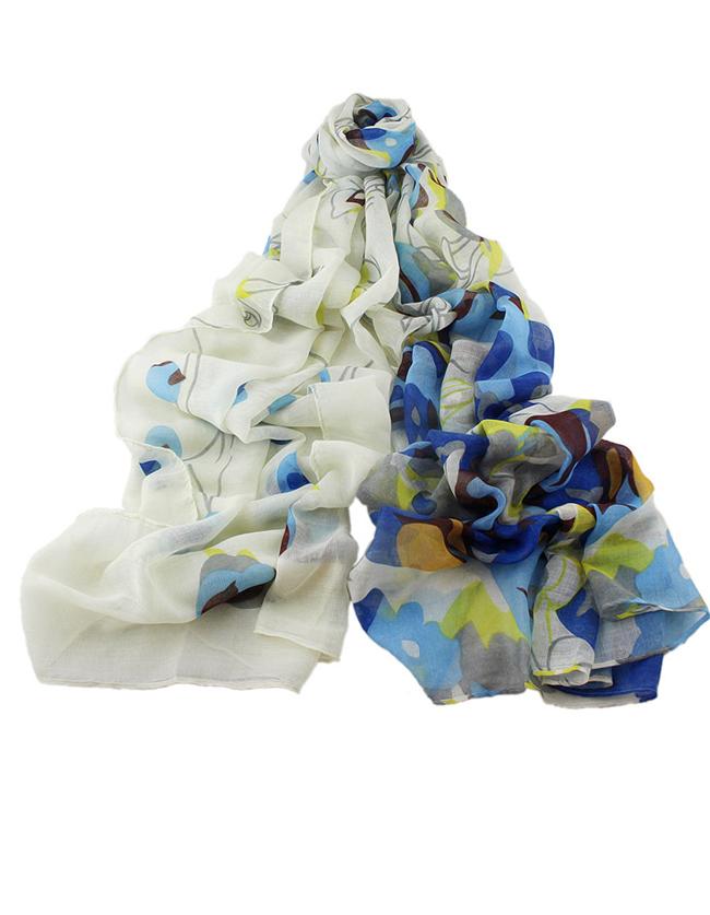 Romwe Blue Printed Women Scarf