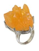 Romwe Orange Adjustable Stone Ring