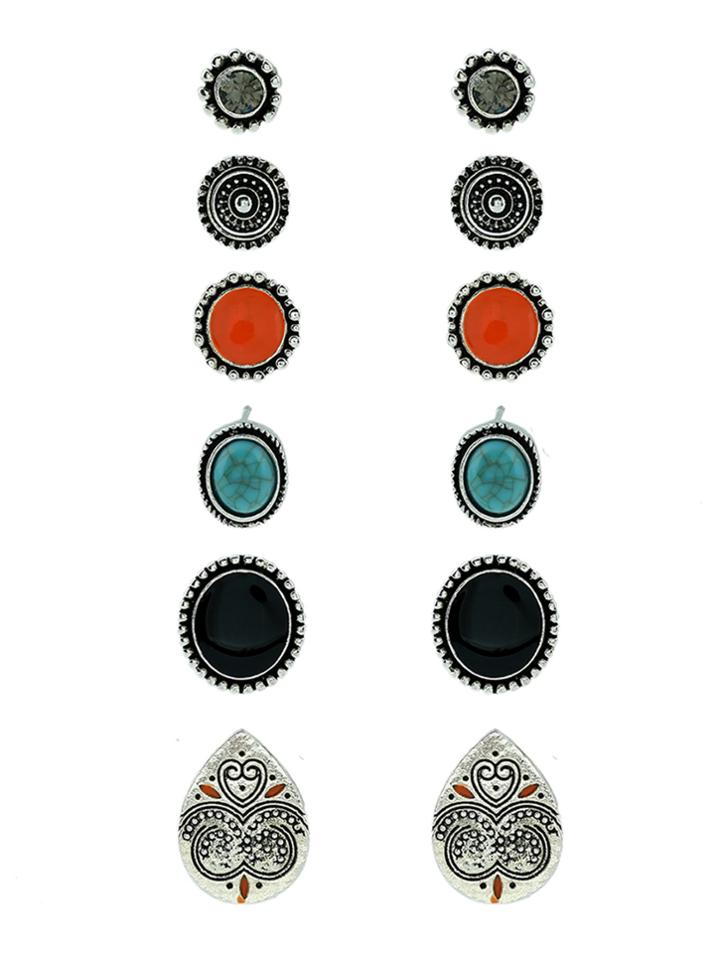 Romwe Round Shape Stud Earring Set