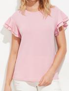 Romwe Layered Flutter Sleeve Textured Top